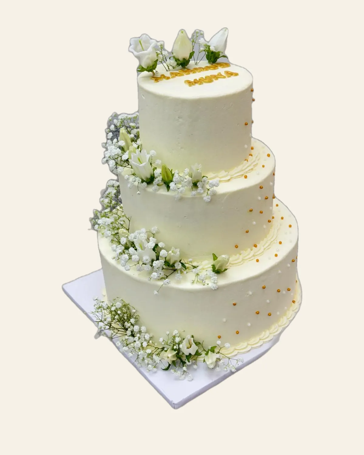 Elegant tiered wedding cake by The Cake Pantry, Fishers Indiana — design 3